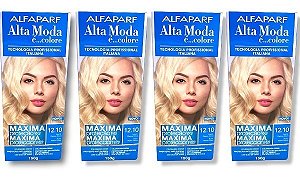 Kit Alta Moda 12.10 Louro Platina Cinza Coloração Creme (4 Unidades) Alfaparf