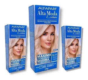 Kit Alta Moda 12.11 Louro Platina Cinza Intenso Coloração Creme (3 unidades)