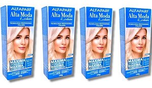 Kit Alta Moda 12.11 Louro Platina Cinza Intenso Coloração Creme (4 unidades)