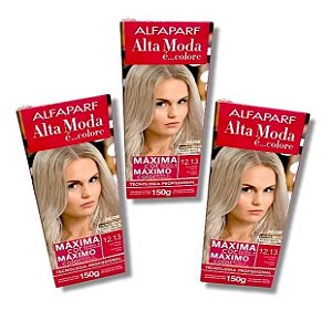 Kit Alta Moda 12.13 Louro Bege Platina Coloração Creme (3 Unidades) Alfaparf