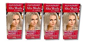 Kit Alta Moda 12.13 Louro Bege Platina Coloração Creme (4 Unidades) Alfaparf