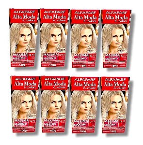 Kit Alta Moda 12.13 Louro Bege Platina Coloração Creme (8 Unidades) Alfaparf