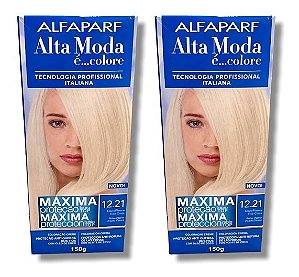 Kit Alta Moda 12.21 Louro Platina Irisé Cinza Coloração Creme (2 unidades)