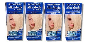 Kit Alta Moda 12.21 Louro Platina Irisé Cinza Coloração Creme (4 unidades)