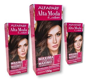 Kit Alta Moda 3.0 Caffé Castanho Escuro Coloração Creme (3 unidades) Alfaparf