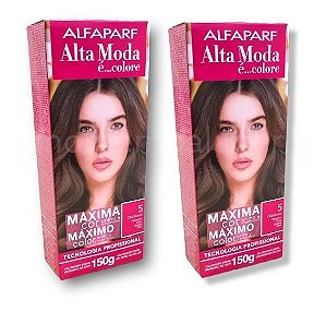 Kit Alta Moda 5.0 Castanho Claro Coloração Creme (2 Unidades) Alfaparf