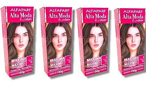 Kit Alta Moda 5.0 Castanho Claro Coloração Creme (4 Unidades) Alfaparf