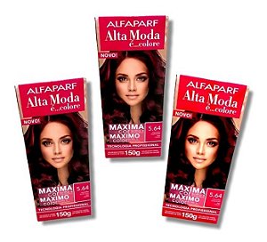 Kit Alta Moda 5.64 Vermelho Acobreado Coloração Creme (3 unidades) Alfaparf