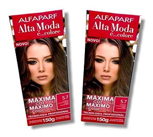 Kit Alta Moda 5.7 Castanho Luminoso Médio Coloração Creme (2 unidades) Alfaparf