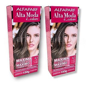 Kit Alta Moda 6.1 Louro Escuro Cinza Coloração Creme (2 Unidades) Alfaparf