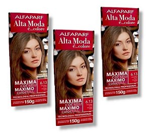 Kit Alta Moda 6.13 Louro Bege Escuro Coloração Creme (3 unidades) Alfaparf