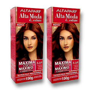 Kit Alta Moda 6.64 Louro Escuro Vermelho Acobreado Coloração Creme (2 Unidades) Alfaparf