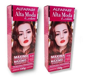 Kit Alta Moda 6.66 Rubi Vermelho Intenso Coloração Creme (2 unidades) Alfaparf