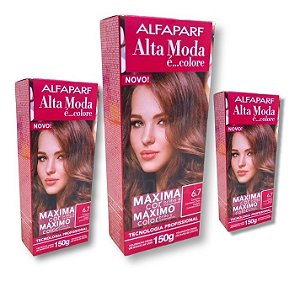 Kit Alta Moda 6.7 Castanho Luminoso Coloração Creme (3 unidades) Alfaparf