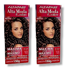 Kit Alta Moda 7.17 Louro Mate Profundo Coloração Creme (2 unidades) Alfaparf