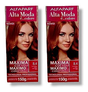 Kit Alta Moda 8.4 Louro Claro Acobreado Coloração Creme (2 unidades) Alfaparf