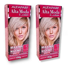 Kit Alta Moda 9.1 Louro Claríssimo Cinza Coloração Creme (2 unidades) Alfaparf