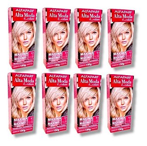 Kit Alta Moda 9.1 Louro Claríssimo Cinza Coloração Creme (8 unidades) Alfaparf