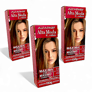 Kit Alta Moda 7.3 Louro Dourado Coloração Creme (3 Unidades) Alfaparf