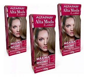 Kit Alta Moda 7.1 Louro Cinza Coloração Creme (3 Unidades) Alfaparf
