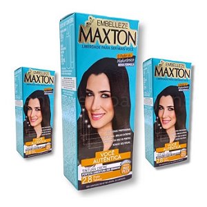 Kit Maxton 2.8 Preto Tabaco Embelleze Tintura Creme (3 unidades)