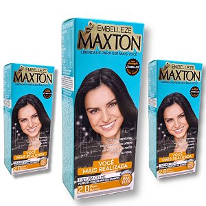 Tinta De Cabelo Maxton Embelleze 2.0 Preto Natural -  kit com 3 Unid