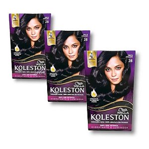 Kit Koleston Coloração Permanente Cor 28 Preto Azulado  (3 Unidades)