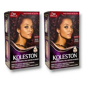Kit Koleston Coloração Permanente Cor 366 Acaju Púrpura  (2 Unidades)