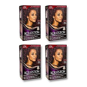 Kit Koleston Coloração Permanente Cor 366 Acaju Púrpura  (4 Unidades)
