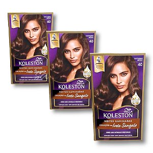Kit Koleston Coloração Permanente Cor 40 Castanho Médio (3 Unidades)