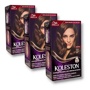 Kit Koleston Coloração Permanente Cor 50 Castanho Claro  (3 Unidades)