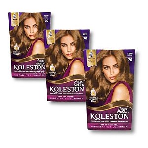 Kit Koleston Coloração Permanente Cor 70 Louro Médio  (3 Unidades)