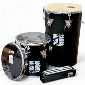 Kit Samba Music Phx Rebolo Cônico, Repique de Mão, Reco-Reco e Pandeiro