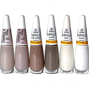 Kit 6 Esmaltes De Unha Nudes Mais Vendidos Impala Manicure  - BRANCO, LOLLITA, PATINS,LE ROSE, NUDE CLASSICO, CROCHE