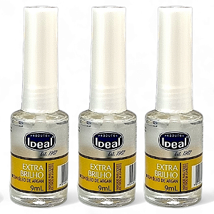 Ideal Base P/ Unhas Extra Brilho Argan 9ml Secagem Rápida (Kit c/3 Unidades)