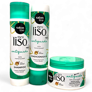 Kit Shampoo + Condicionador + Mascara Antiqueda Meu Liso Salon Line