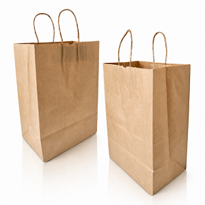 Kit 100 Sacolas Kraft com Alça Torcida 24x30x14cm para Delivery