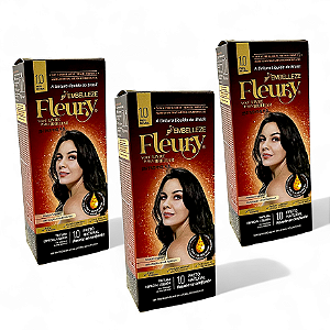 Tinta De Cabelo Fleury 1.0 Preto Natural - 3 Unidades