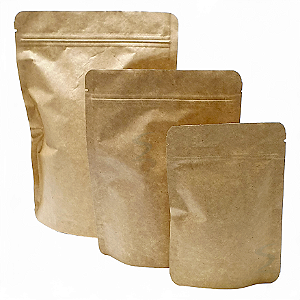 Kit c/ 50 Embalagens Kraft  P/ Café 500g Stand Up Pouch Zip Kraft Com Alumínio Interno 20X27