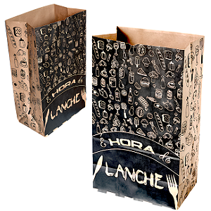 Kit 100 Sacos Kraft 23,5x39x14,5cm para Delivery - Hora do Lanche