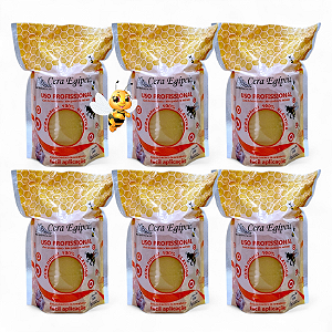 Cera Egípcia Mel Depilatória Natural Método Espanhol 500g - Kit c/ 6 Unidades Baixa Fusão Não Quebra na Retirada