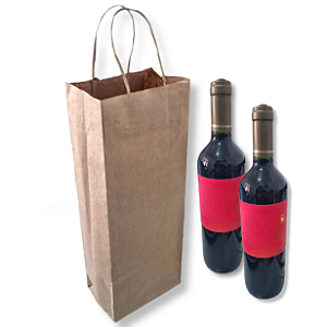 25 Sacolas Kraft Para Garrafas De Vinhos Bebidas 14x39x9