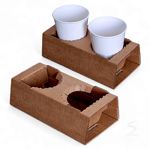 Suporte Porta Copos De Papelao Para 2 Copos Delivery - Kit c/ 80 Unid