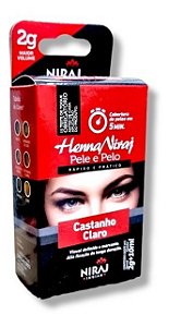 Henna Niraj Designer Sobrancelhas Castanho Claro - Kit Completo para Pele e Pelos com Henna e Fixador