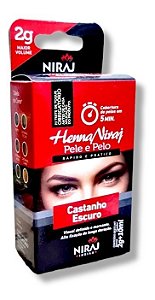 Henna Niraj Designer Sobrancelhas Castanho Escuro - Kit Completo para Pele e Pelos com Henna e Fixador