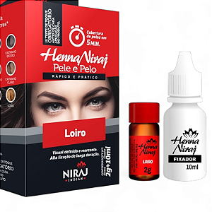 Henna Niraj Designer Sobrancelhas Loiro - Kit Completo para Pele e Pelos com Henna e Fixador