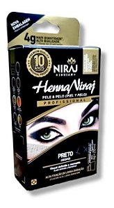 Henna Niraj Designer Sobrancelhas Preto para Pele e Pelos - Kit Completo de 4g + 20ml para Definição e Fixação