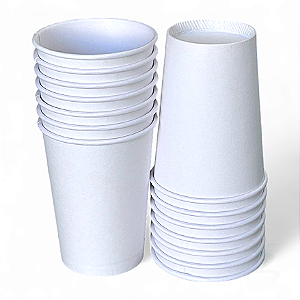Copos de Papel Branco Descartável 200 ml Biodegradável Ecológicos - Kit c/ 50 unid - Para Bebidas Quentes ou Geladas