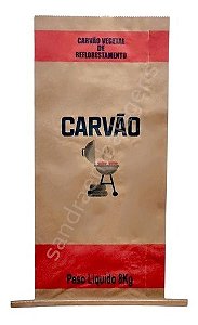 Kit com 25 Embalagens para Carvão 8 Kg - Sacos Kraft Multifolhados Reforçados