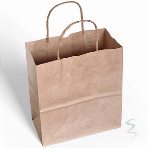 Kit 200 Sacolas de Papel Kraft 120g -20x22x10 - Extra Resistentes com Alça Torcida para Delivery e Presentes